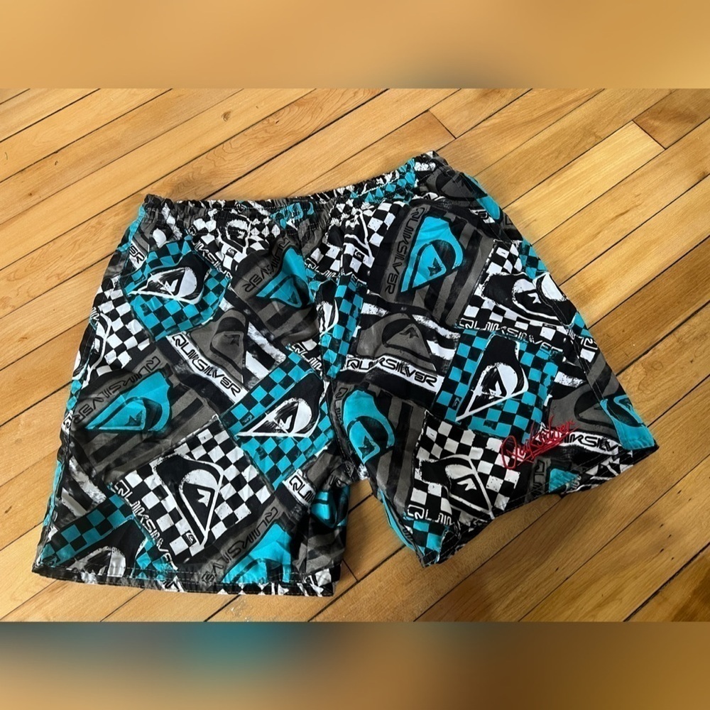 Quicksilver checkered print board shorts swim‎ trunks
